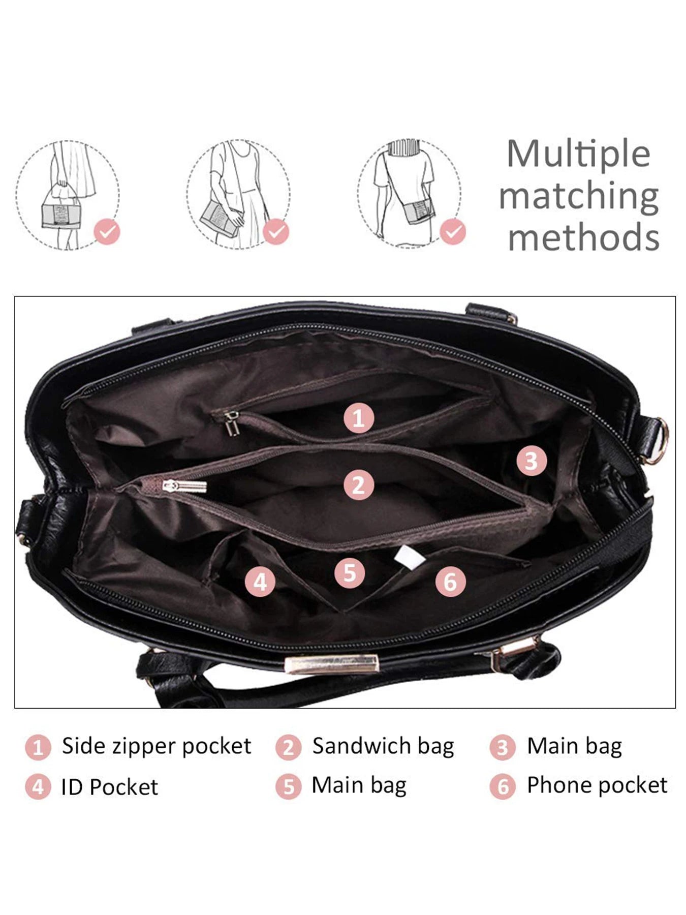 PahajimFashionWomenHandbagsPU LeatherAdjustableHandleSatchelShoulderBags