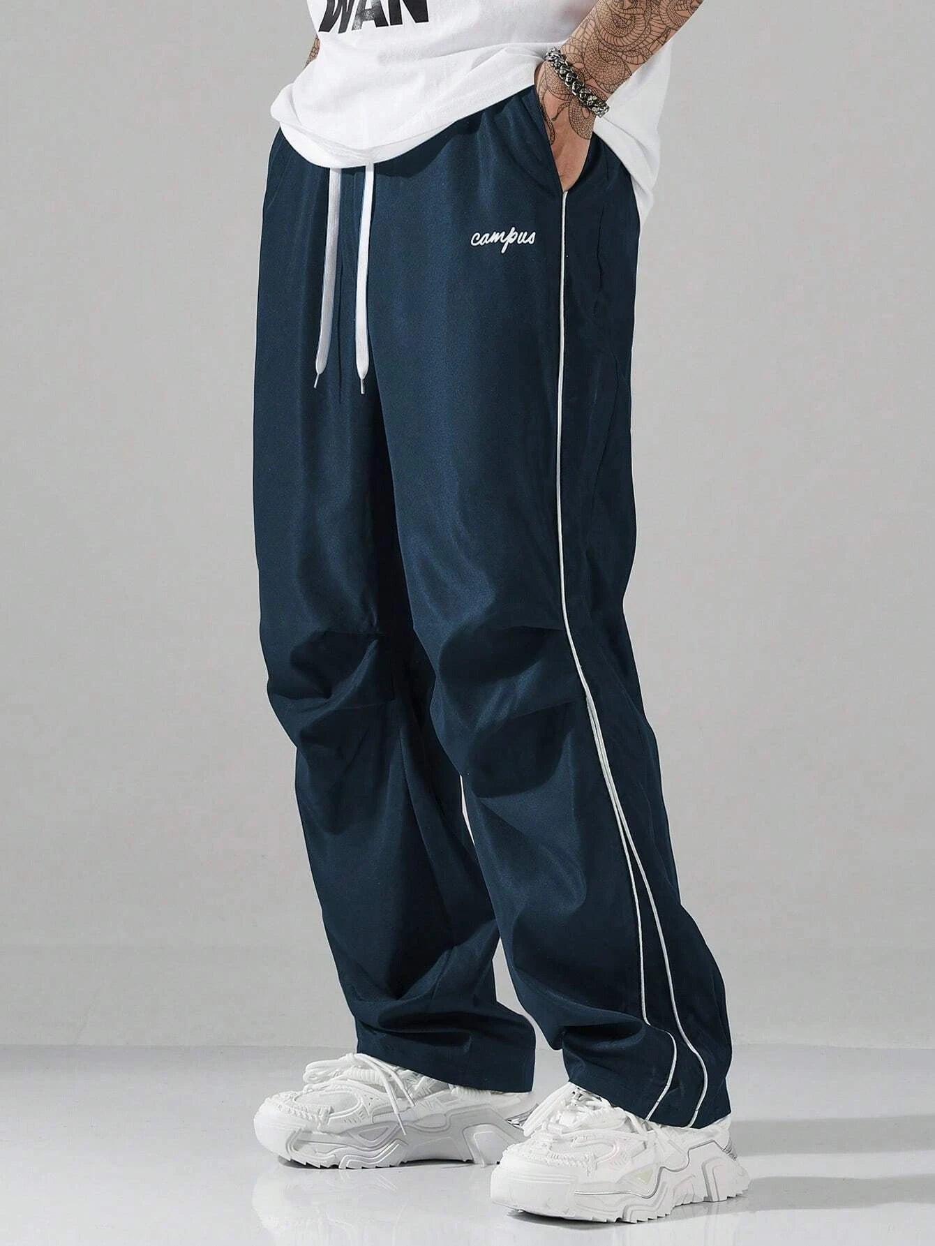 Men's Striped Casual Pants With Pockets For Sports And Jogging