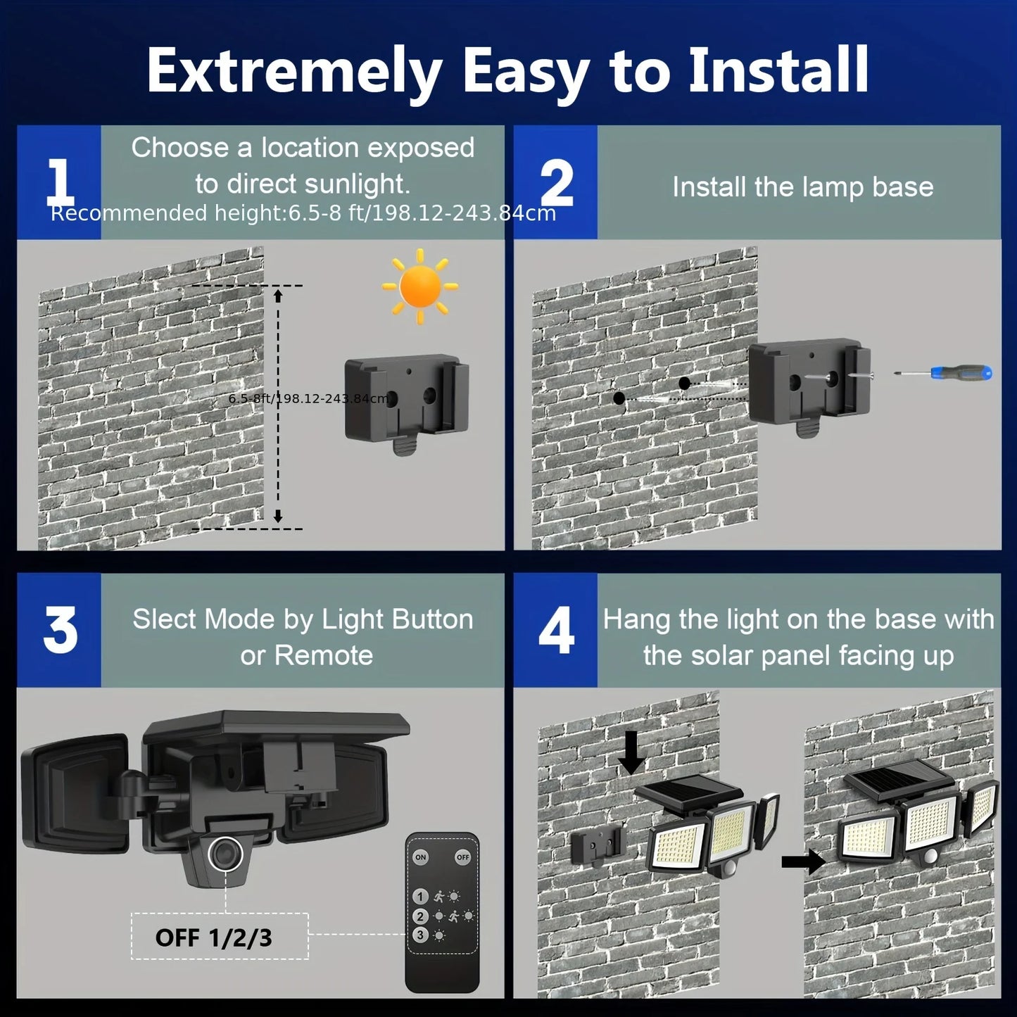 3 Pack Outdoor Solar Lights, 2800LM，Motion Sensor Security Lights for Porch, Garage, Yard Entrance, Patio
