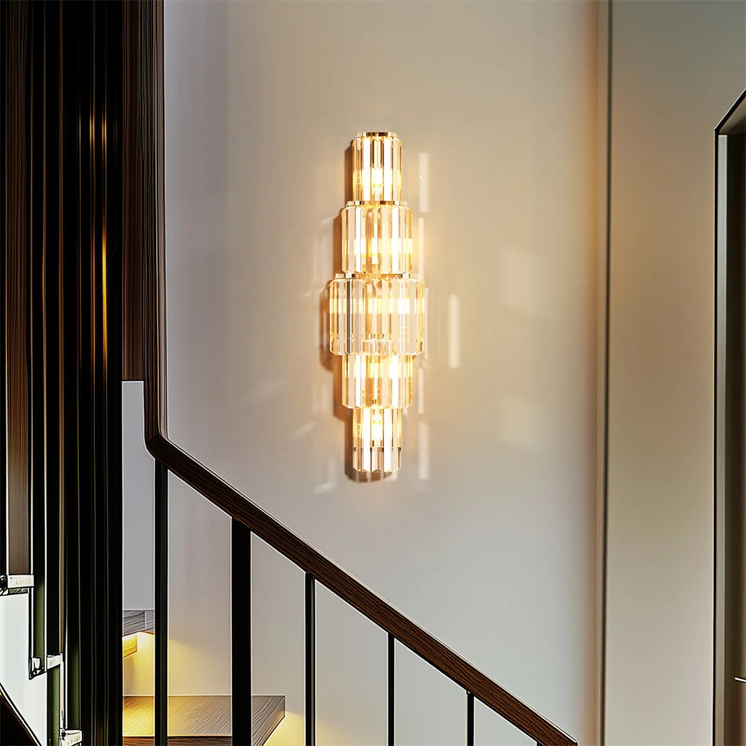 LUVODI Modern Crystal Wall Lamp 3 Layer Led Sconce