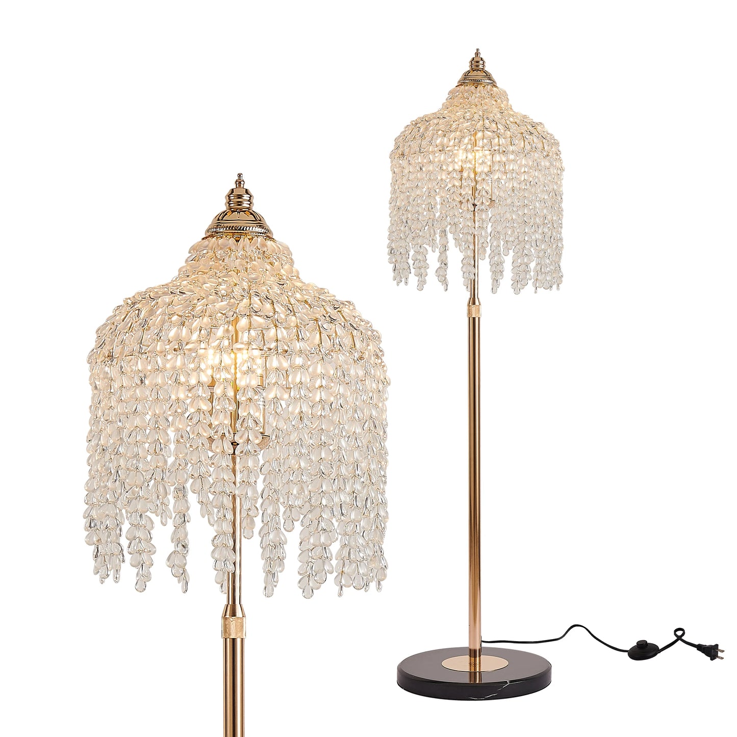 L011009 Crystal Pendant Floor Lamp American Retro Style