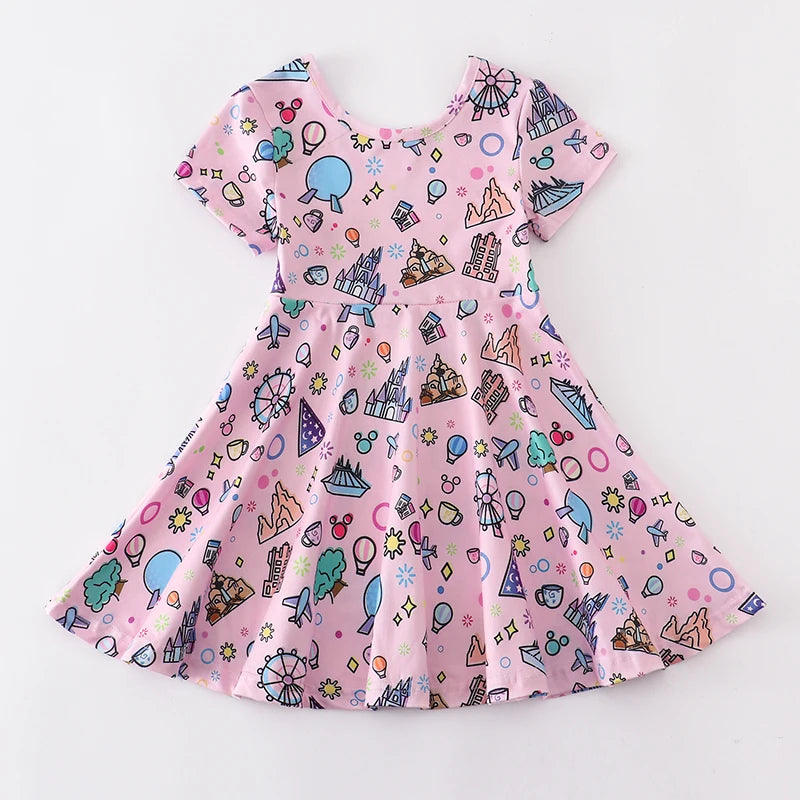 Cartoon Mickey Dress Girls Summer Short Sleeve
