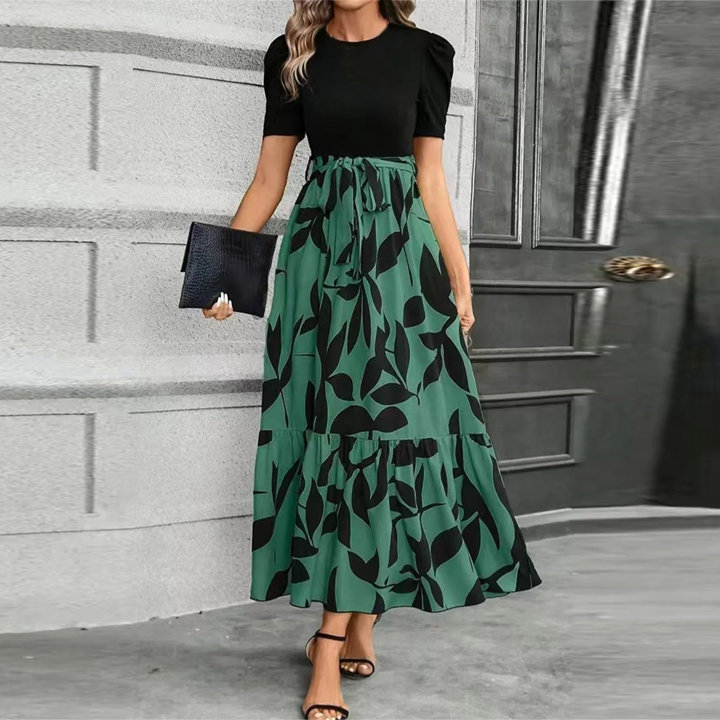 Women's Dresses High Waist Floral Print Dress Elegant Fashionable