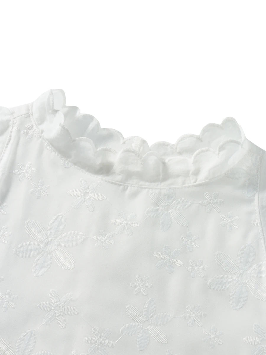 Women Summer Casual Short Dress Flower Lace Crew Neck Sleeveless