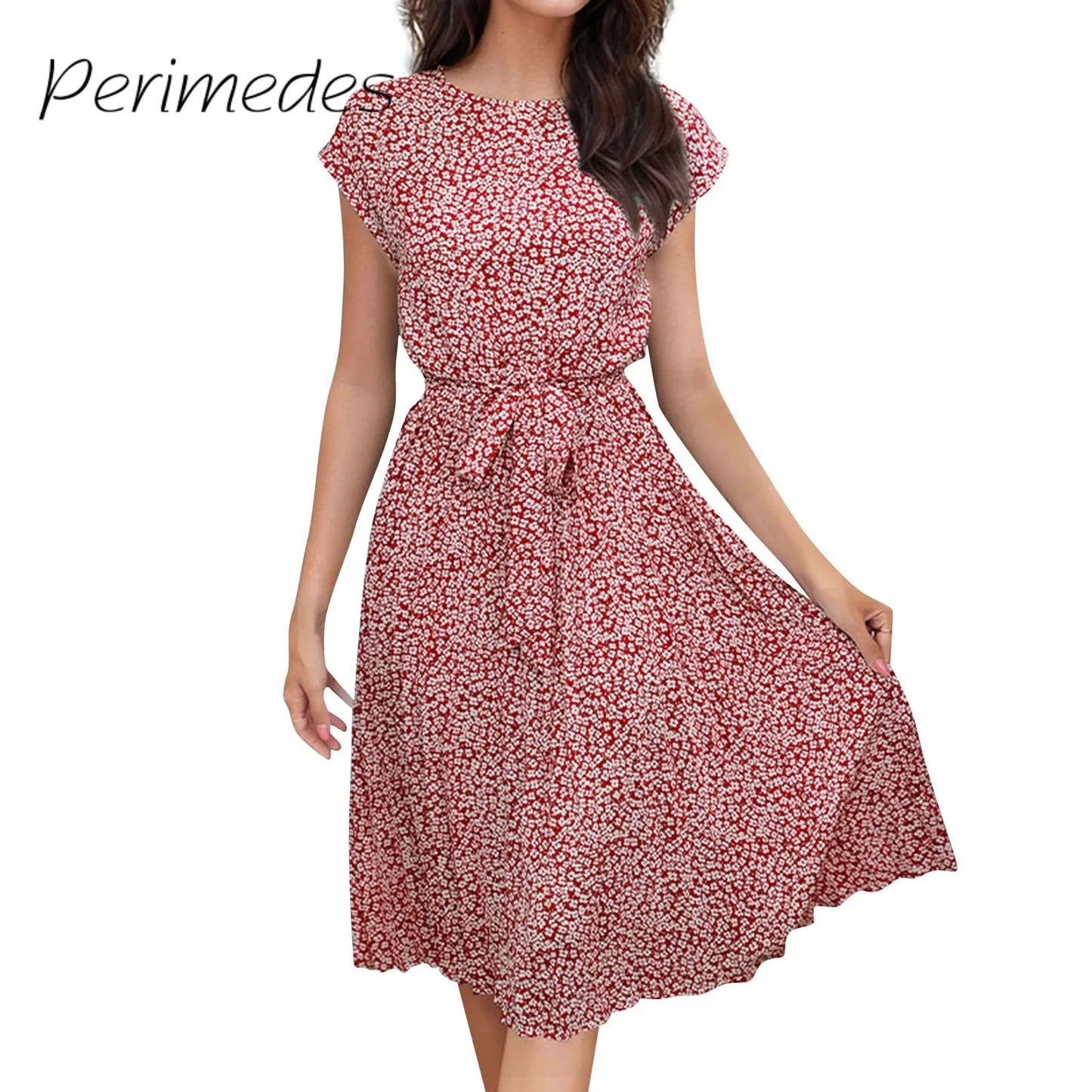 Vestidos Dress For Ladies Fashionable Printed Lace-Up Summer New Dress