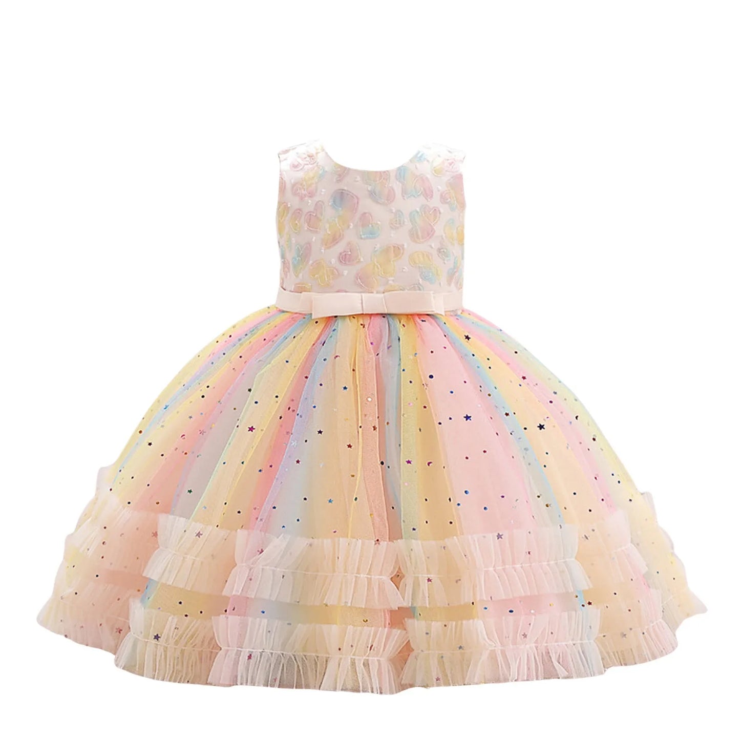 Summer Dress Kids Girls Clothes Cartoon Animal Mermaid Butterfly Rainbow Sleeveless Princess Pongee Dress