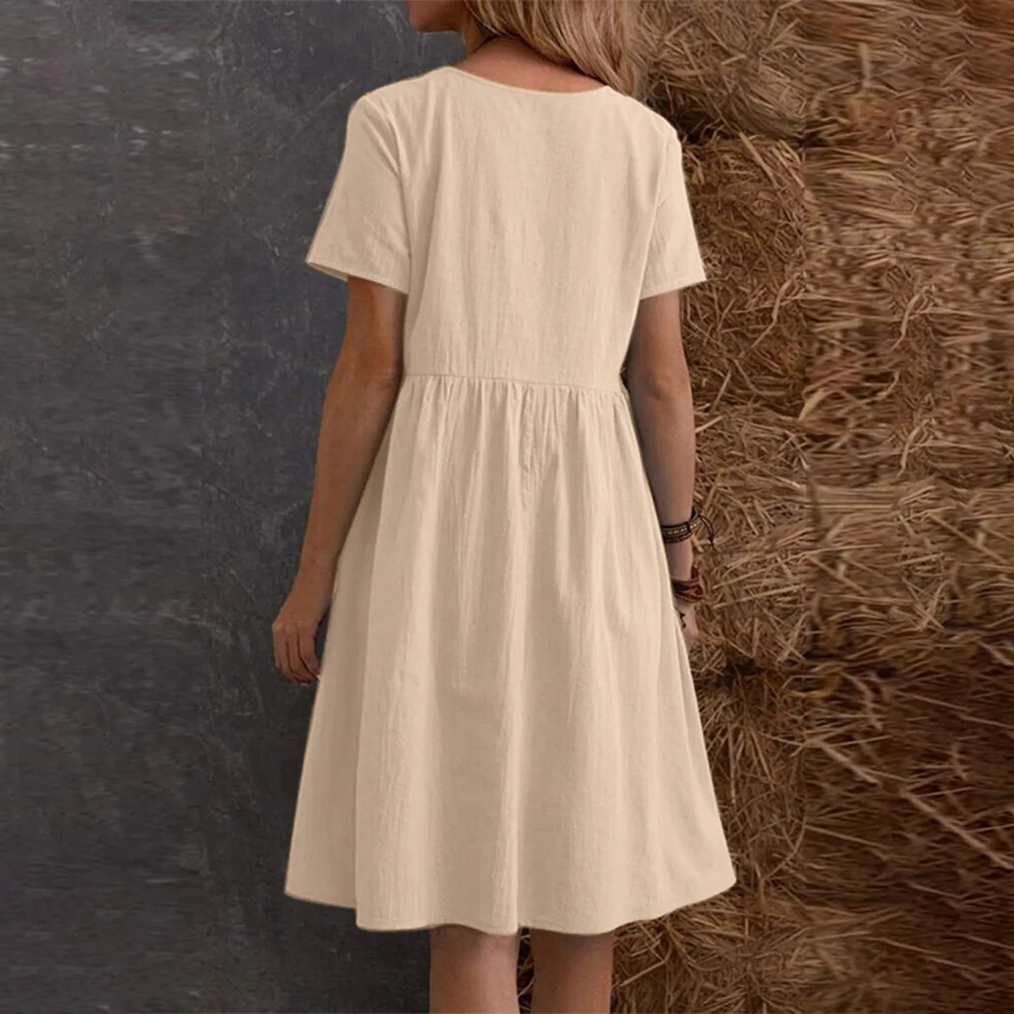 Evening Dresses Outfits Women Fashion Solid Vintage Cotton And Linen