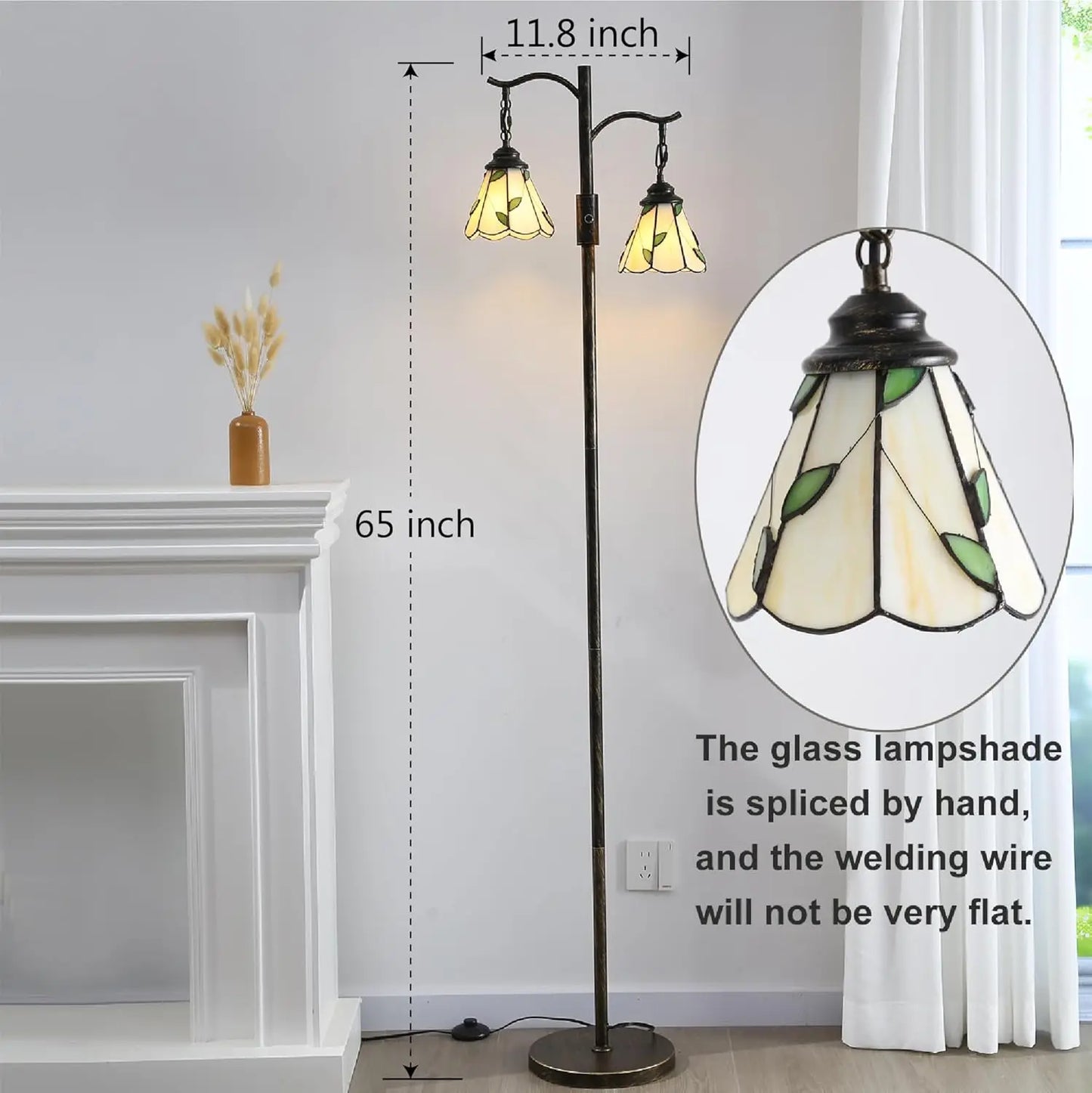 Floor Lamp With Two Tiffany Shades Rustic Farmhouse Style