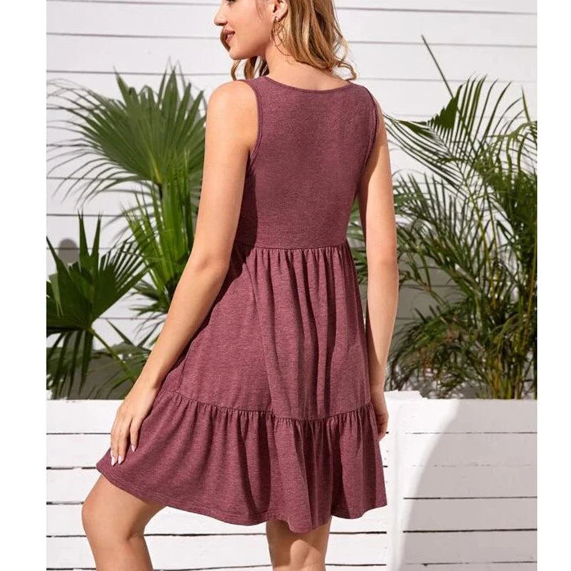 Maternity Button Pocket Dresses Pregnant Women Office Casual Clothes Cotton Summer