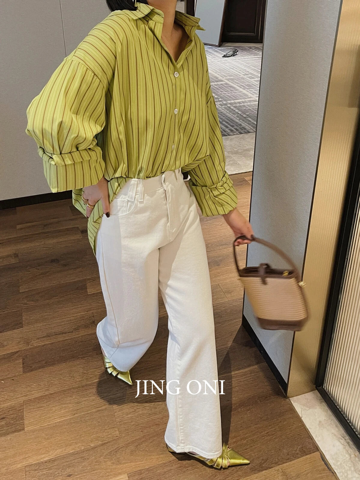 Shirts Blouses Spring Tops Stripe Y2K 2024 Women Clothing Korean Style