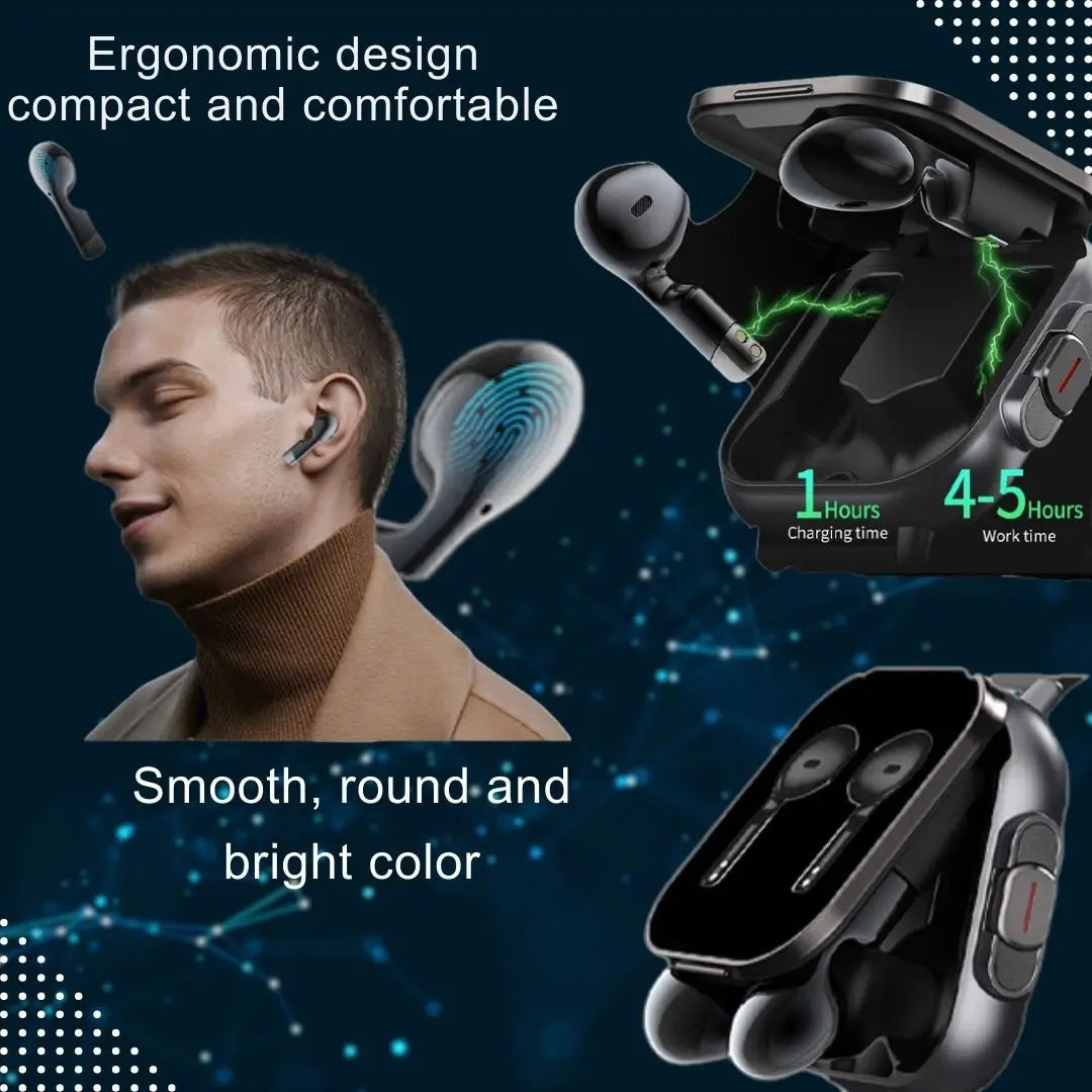 D8 2-In-1 Smartwatch with Headphone 2" Bt Call NFC Sleep Monitor Smart Watch Earbuds Compatible With iPhone Android 2025