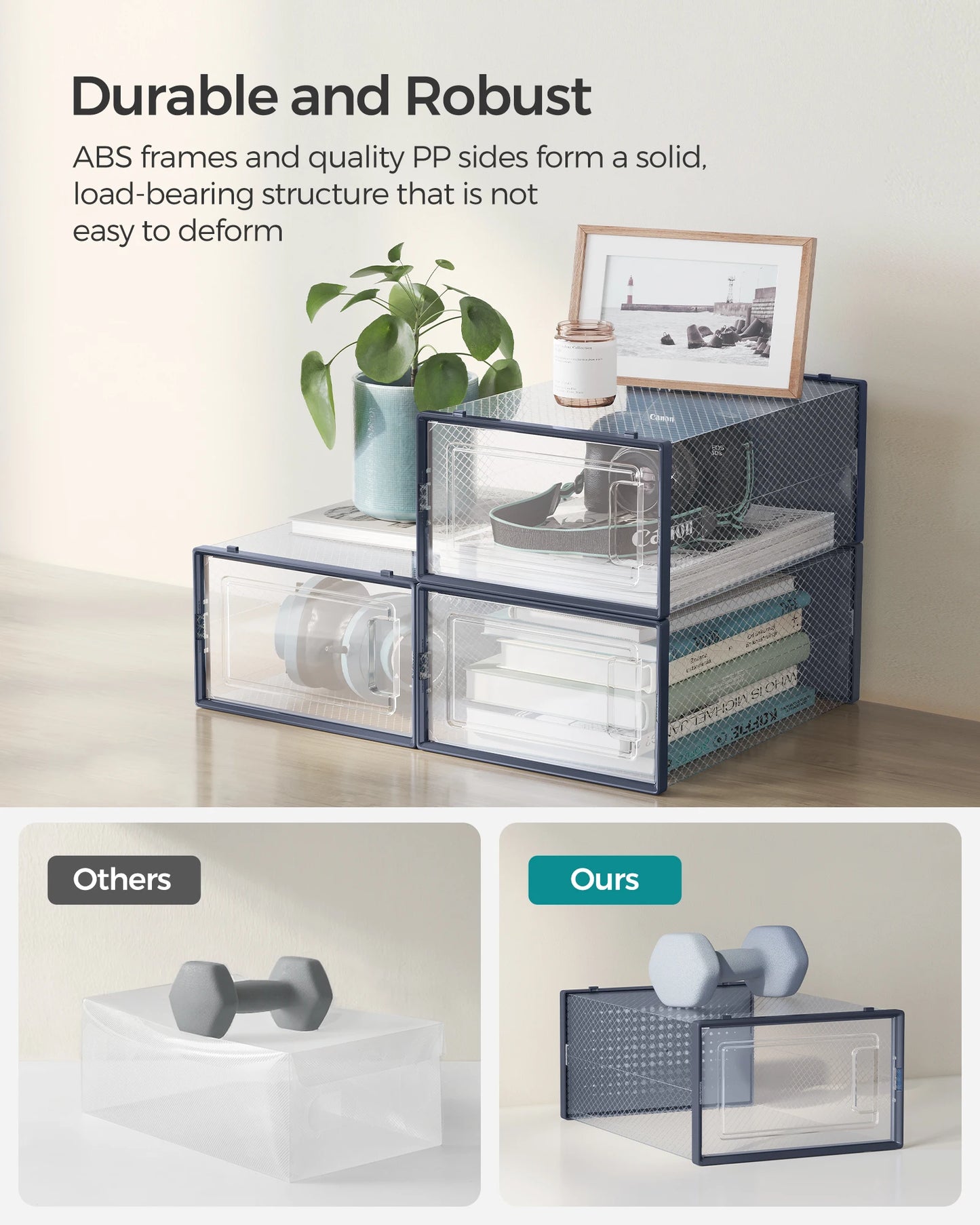 SONGMICS Shoe Boxes,Pack of 12 Shoe Storage Organizers,