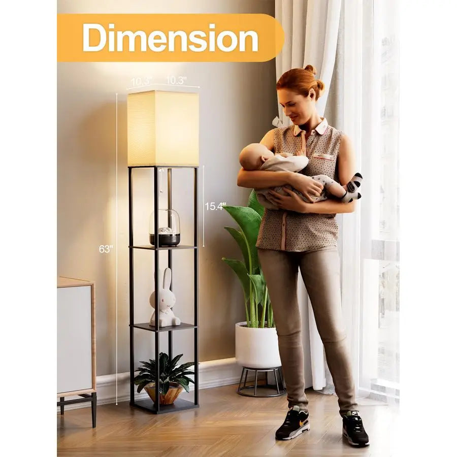 Twin Pack Shelf Floor Lamp With Shelves For Living Room 3 CCT LEDs