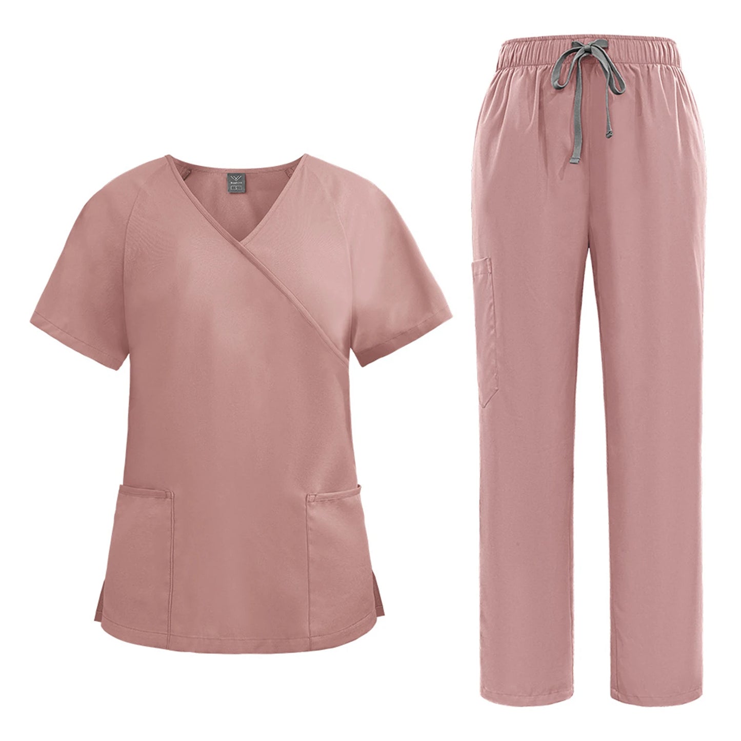 Women's Nurse Scrub Set Asymmetric V-Neck Short Sleeve Multi-Color Multi-Pocket Straight Pants