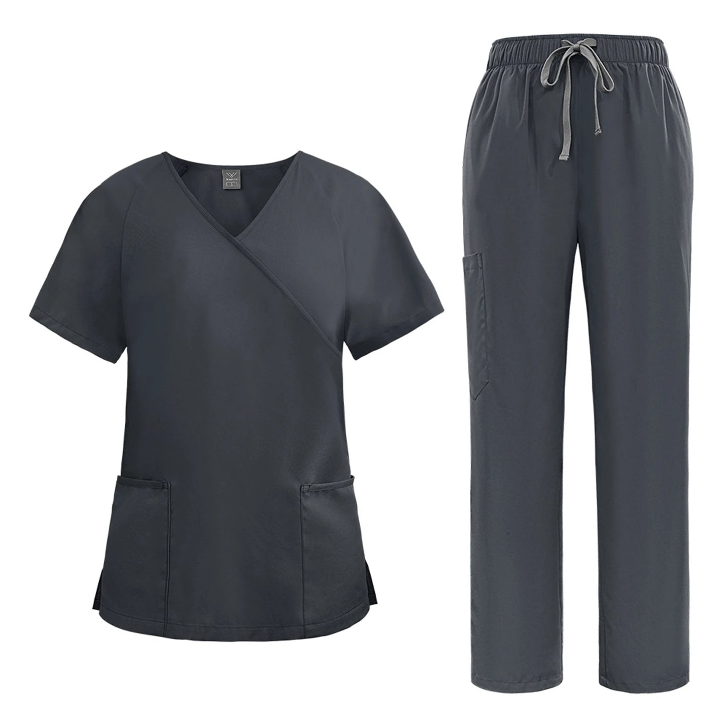 Women's Nurse Scrub Set Asymmetric V-Neck Short Sleeve Multi-Color Multi-Pocket Straight Pants