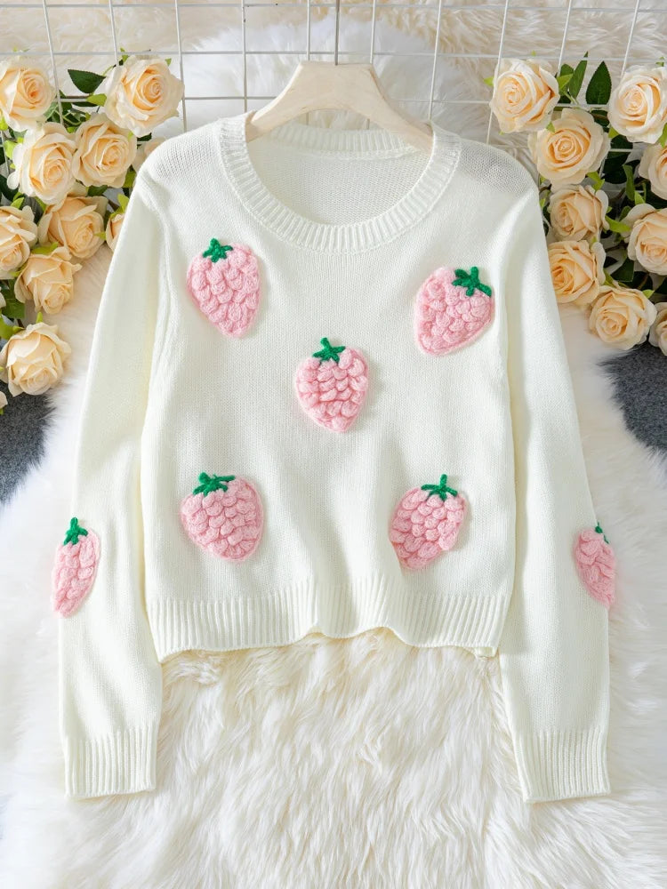 2025 Pullover Autumn Winter Warm Lady Cute 3D Carrot Sweaters Women Lazy Round Neck
