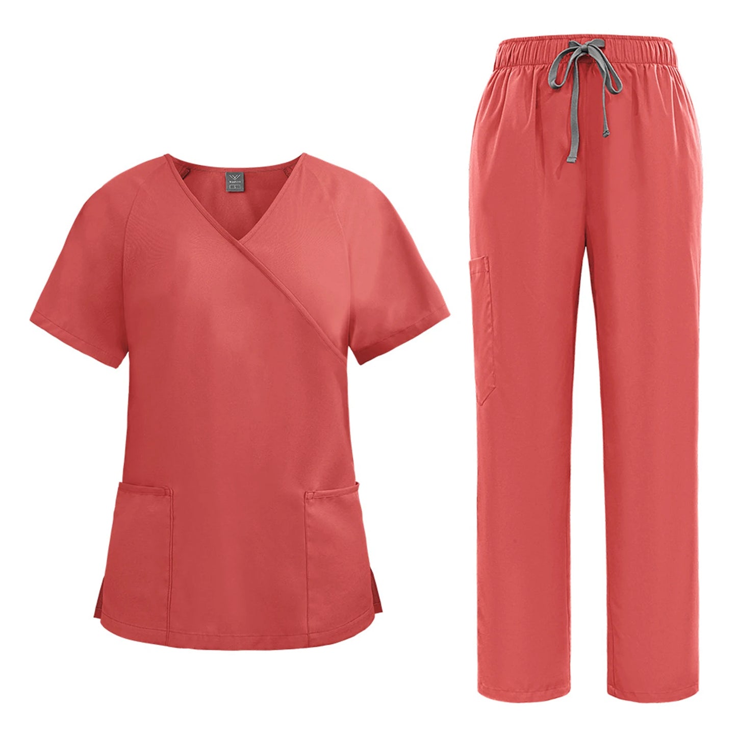 Women's Nurse Scrub Set Asymmetric V-Neck Short Sleeve Multi-Color Multi-Pocket Straight Pants