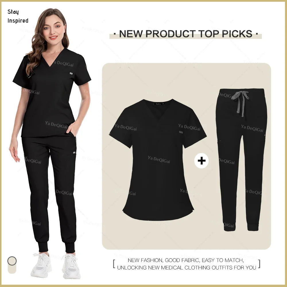 New Nurse Uniforms Women Men Casual Jogger Pants Set Pharmacy, Medical Doctor Nursing Uniform  Suit