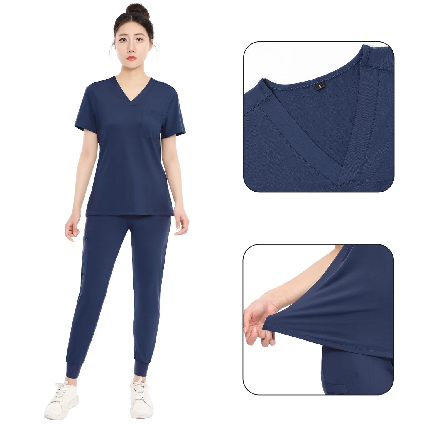 Nurse Uniform Scrubs Set For Women V Neck Medical Scrubs