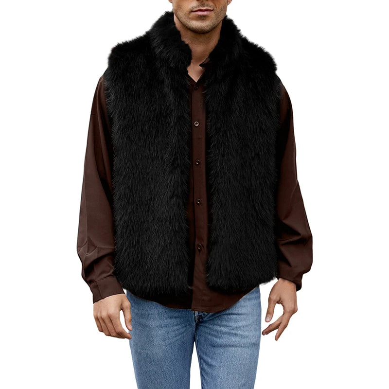 Men s Winter Faux Fur Sleeveless Vest Jacket for Stylish Casual Outfit Warm