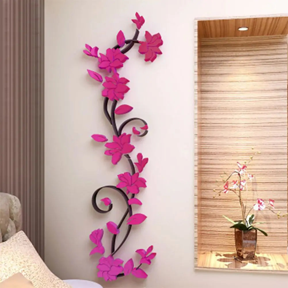 3D Wall Stickers DIY Removable Art Vinyl Vase Flower Tree