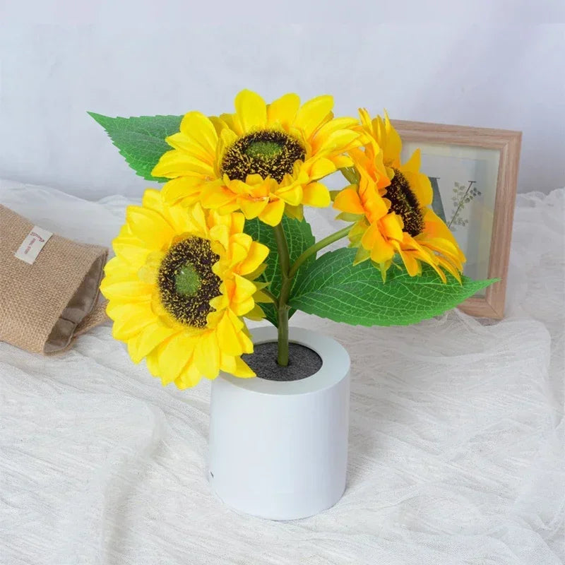 LED Night Light Sunflower Rechargeable Bedside Desk Lamp