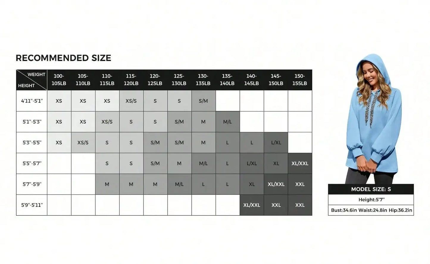 Womens Casual Oversized Hoodies Loose Drawstring Long Sleeve Fleece Hooded Pullover