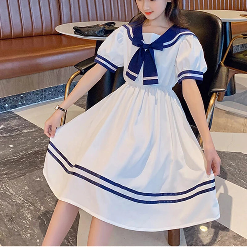Girls School Dress Summer Dresses for Kids Costume Preppy Style School Teenagers