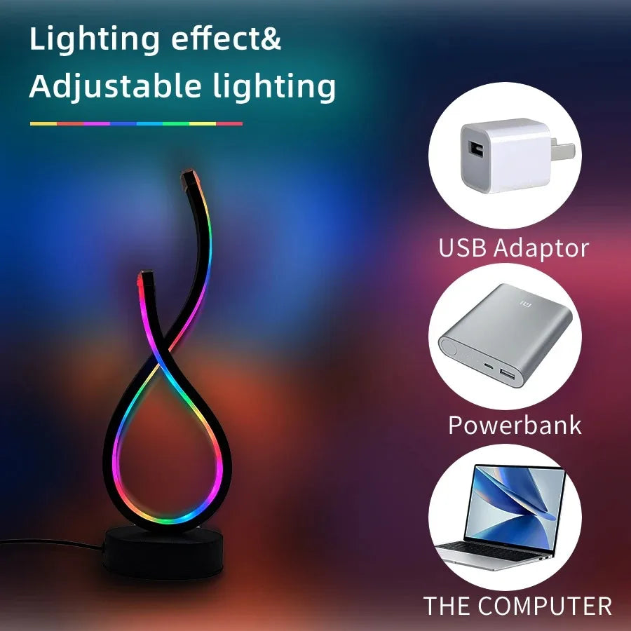 Creative Spiral LED Night Light RGB Table Lamp For Living Room And Bedside Decor