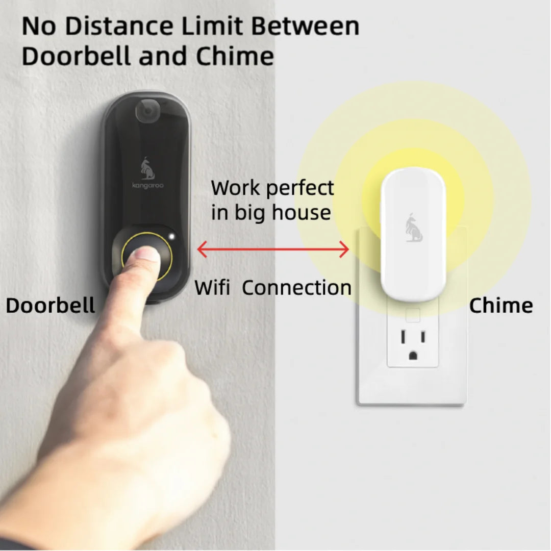 Kangaroo Smart Camera Doorbell Plus Chime With App Alerts