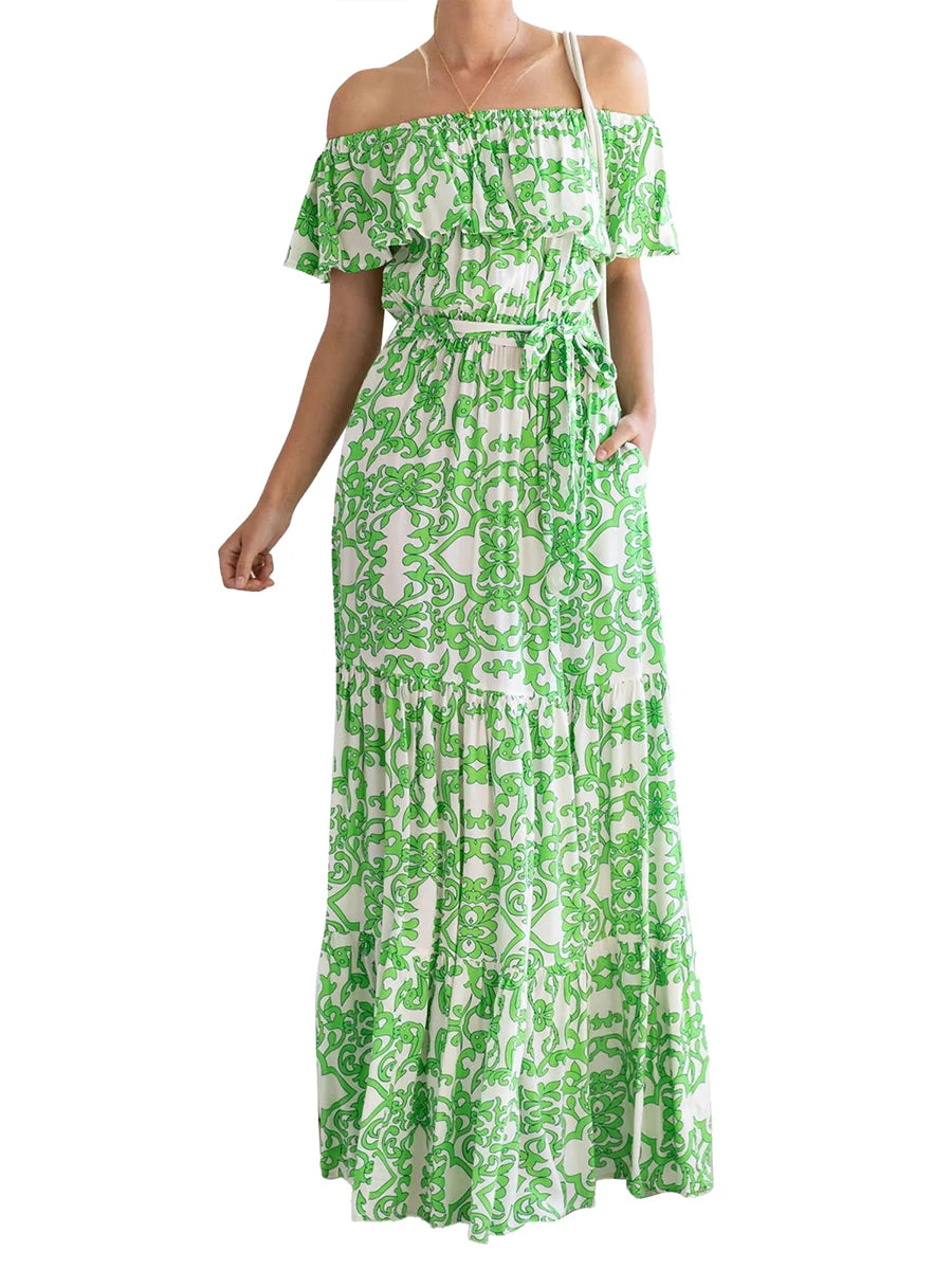 Women Long Dresses Off Shoulder Off Shoulder Floral Print