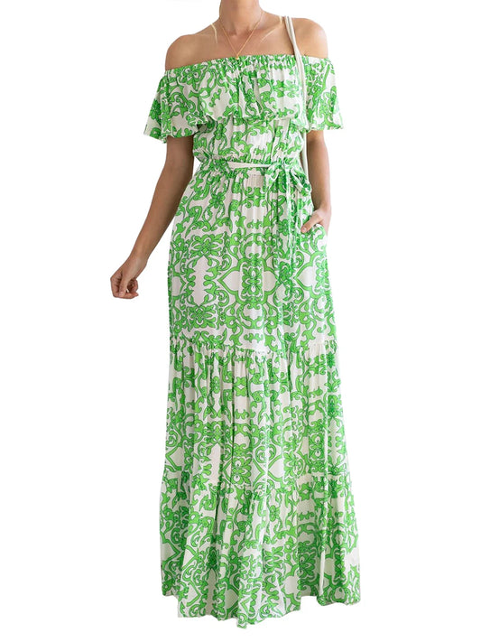 Women Long Dresses Off Shoulder Off Shoulder Floral Print