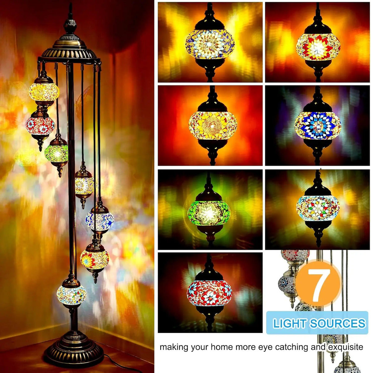 Turkish Lamp Moroccan Floor Lamp Handmade Globe Living Room Lighting