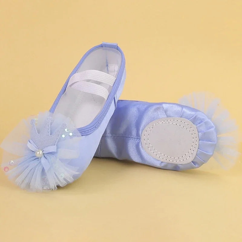 Professional Training  Ballet  Satin Crown Lace Style Girls Dance Shoes
