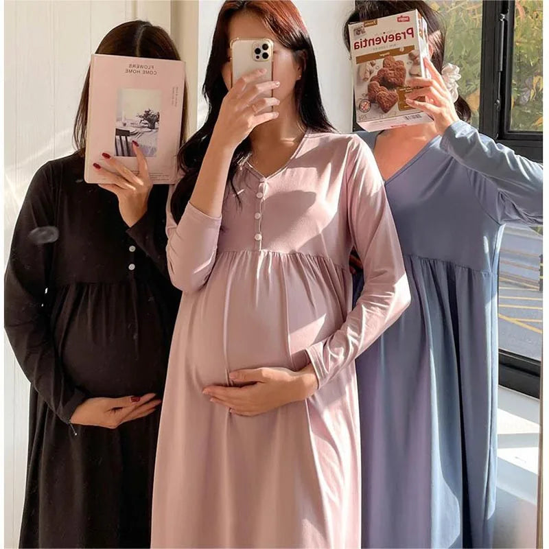 Maternity Clothes Breastfeeding Nightgowns Nursing Sleepwear  Loose Fitting Breast Feeding