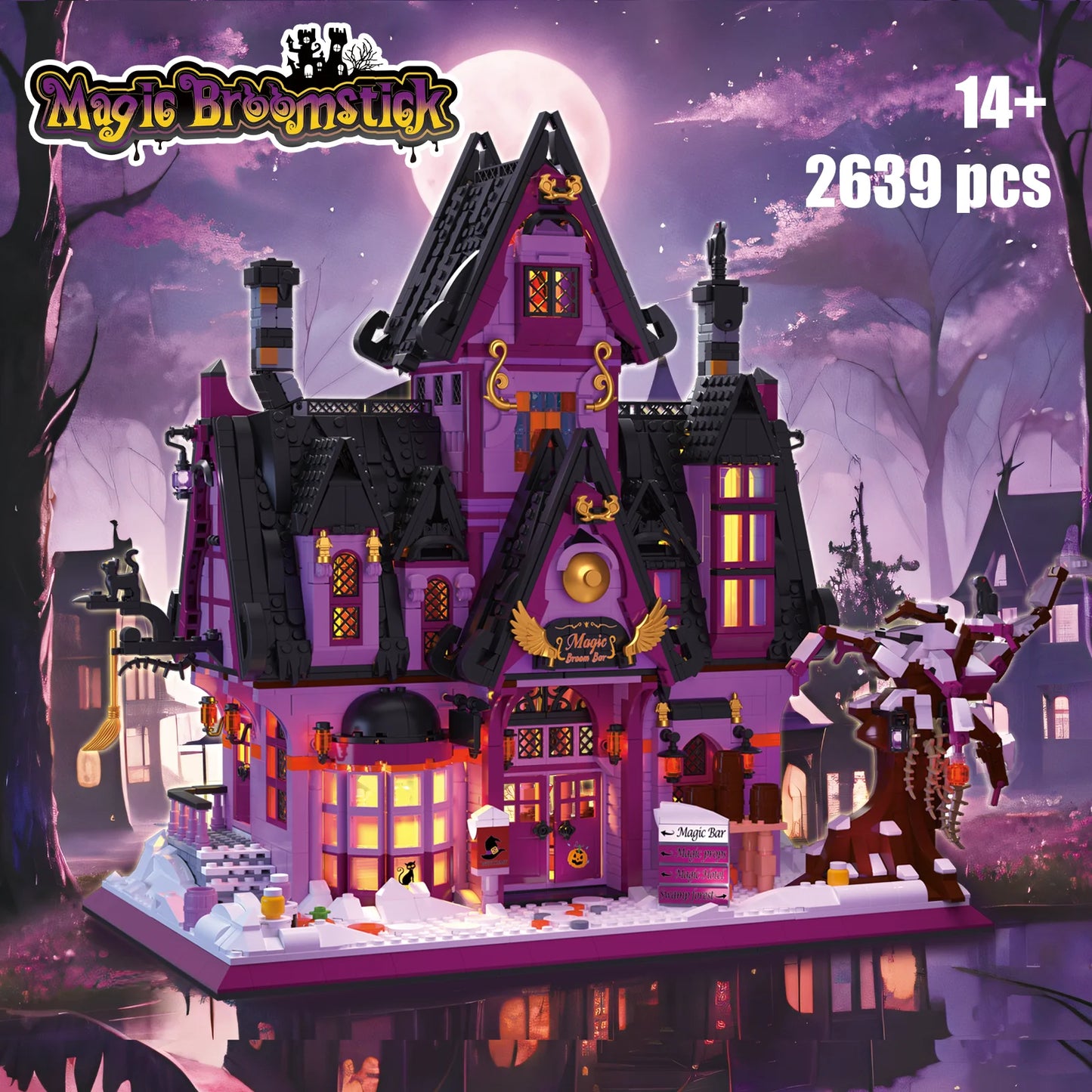 2639Pcs Magic Bar Building Blocks City Street View Model Light