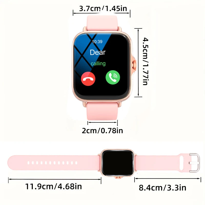 Smart watch with full touch screen, call, message reminder, music control and other functions,