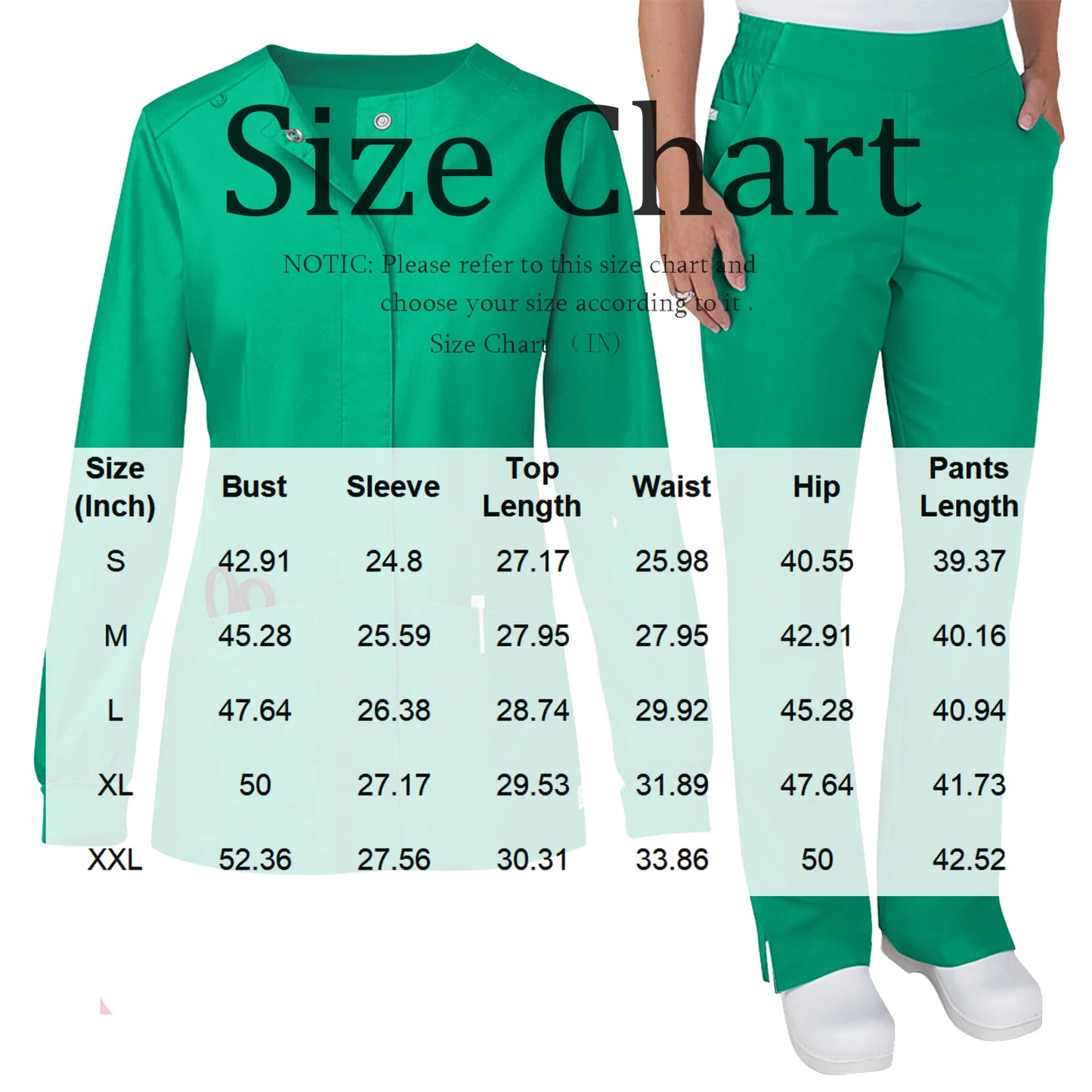 Fabri Nurse Scrub Set Stand Collar Long Sleeve Button Front