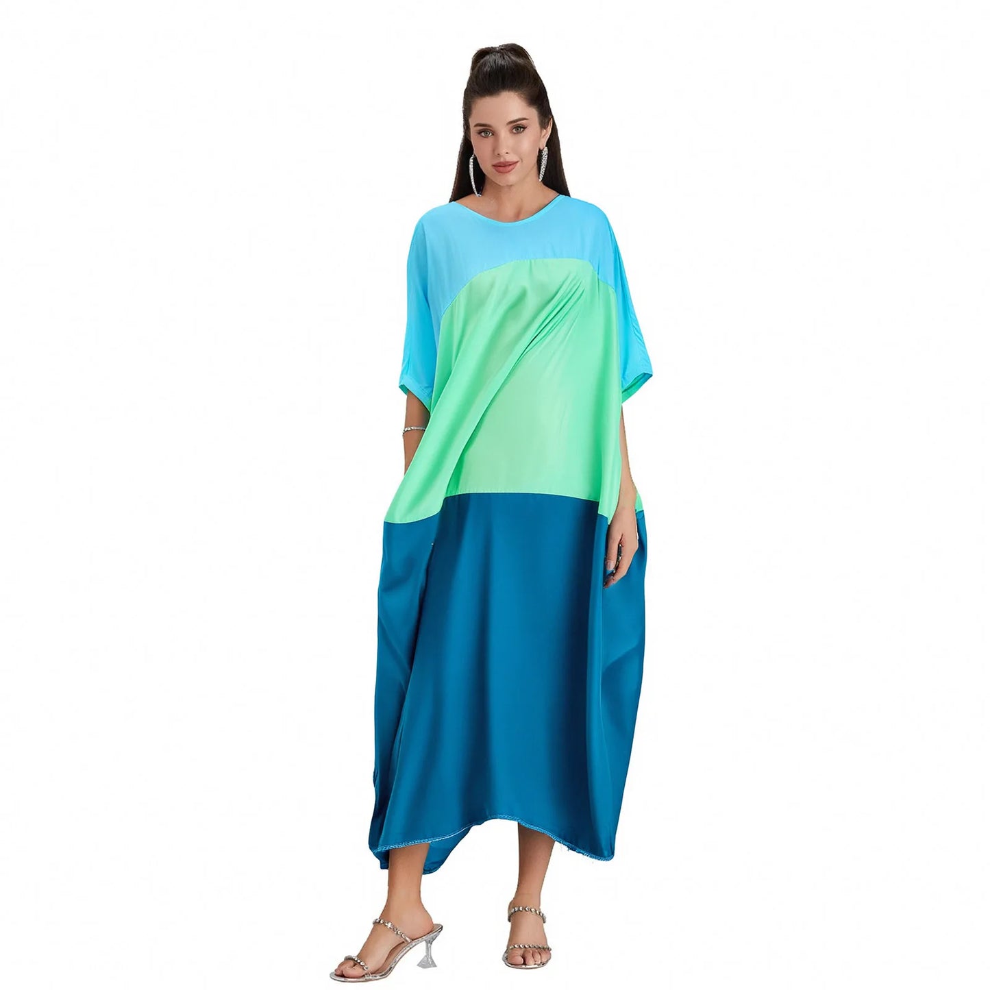 Elegant Maxi Dress Short Sleeve V-Neck Floral Print A-Line