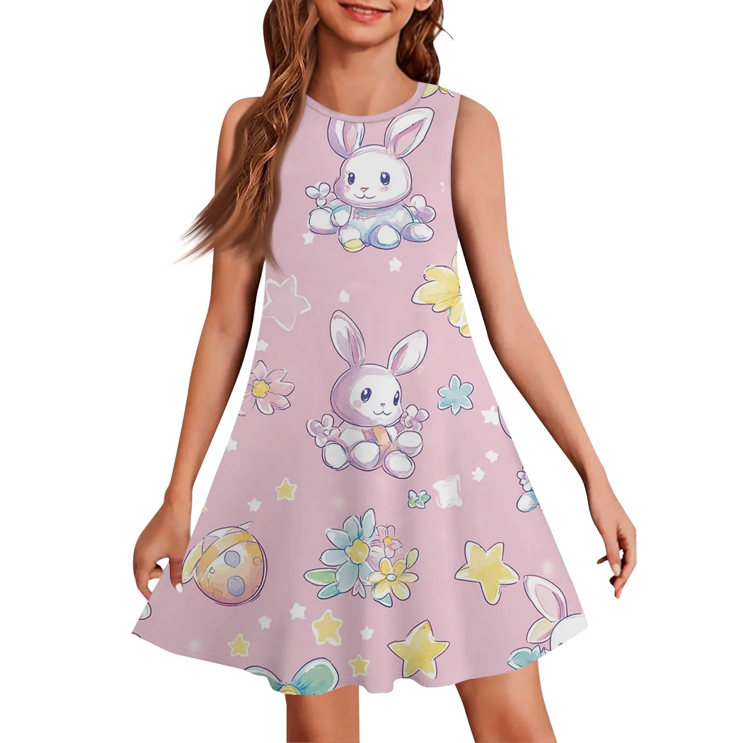 2025 Summer Girls Gift Short Sleeve Dress Original Cute Stitch Kids Skirt