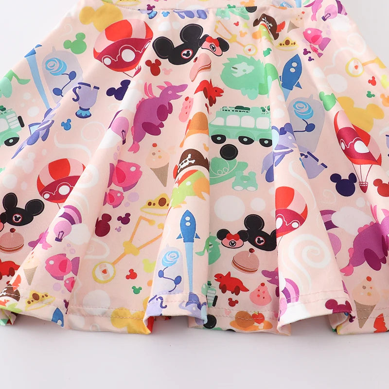 Cartoon Mickey Dress Girls Summer Short Sleeve
