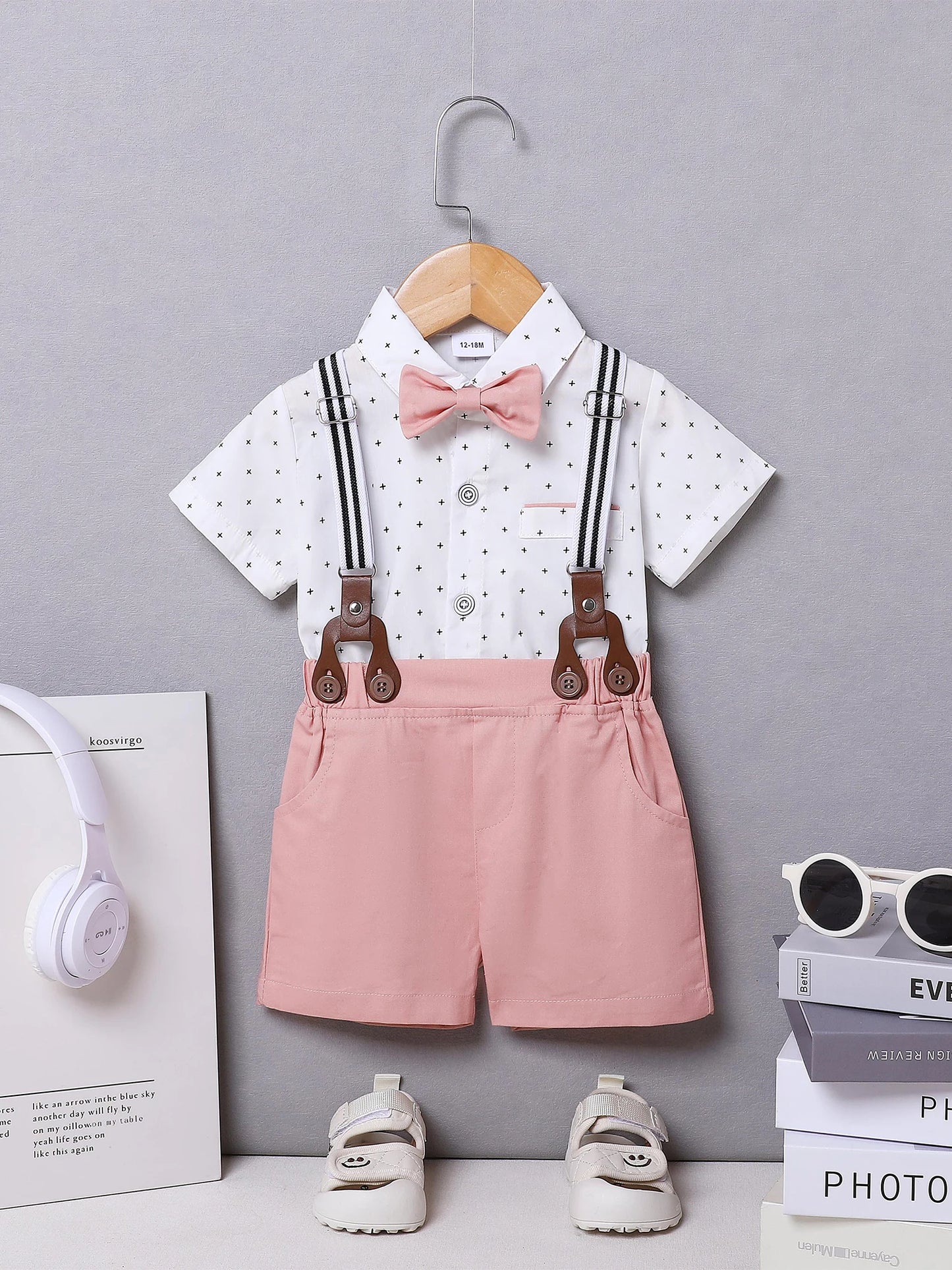 Toddler Baby Boy Clothes 1-5T Boy Gentleman Suit Short Sleeves Shirt