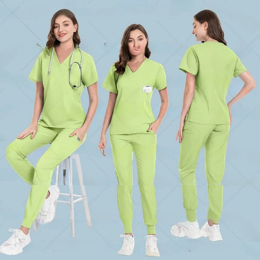 New Nurse Uniforms Women Men Casual Jogger Pants Set Pharmacy, Medical Doctor Nursing Uniform  Suit