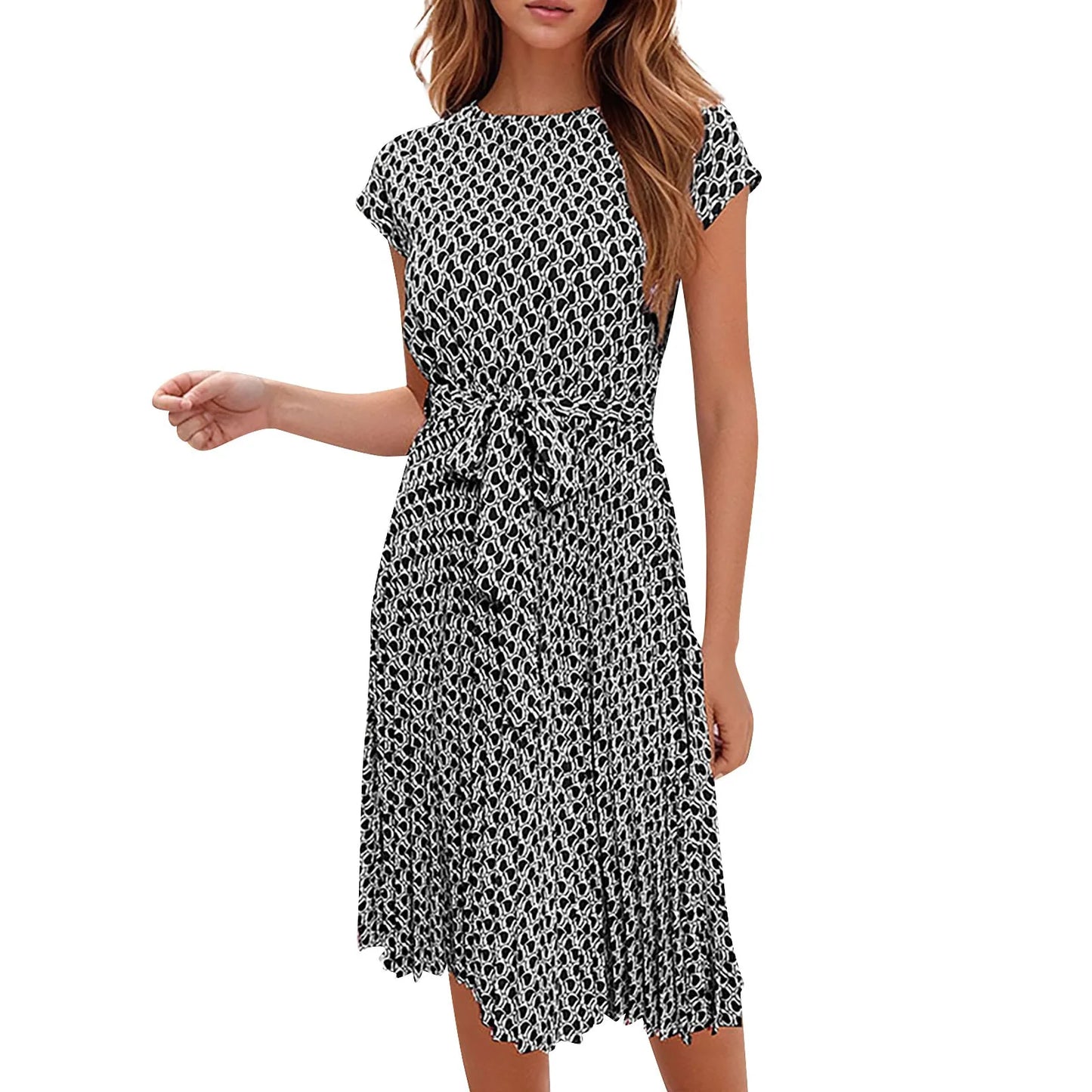 Vestidos Dress For Ladies Fashionable Printed Lace-Up Summer New Dress