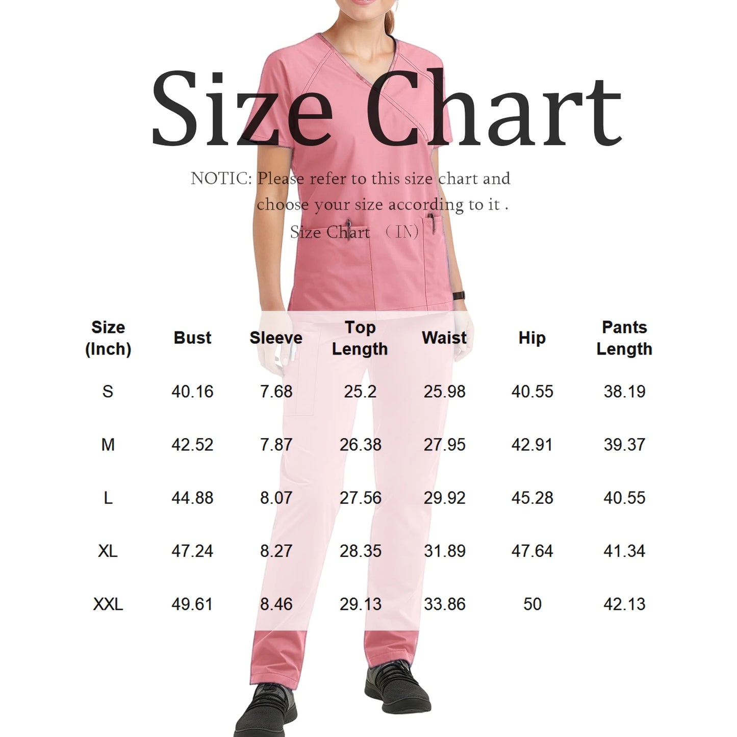 Women's Nurse Scrub Set V-Neck Short Sleeve Multi-Color Zipper Pocket Long Pants Medical Uniform Cozy Professional Workwear