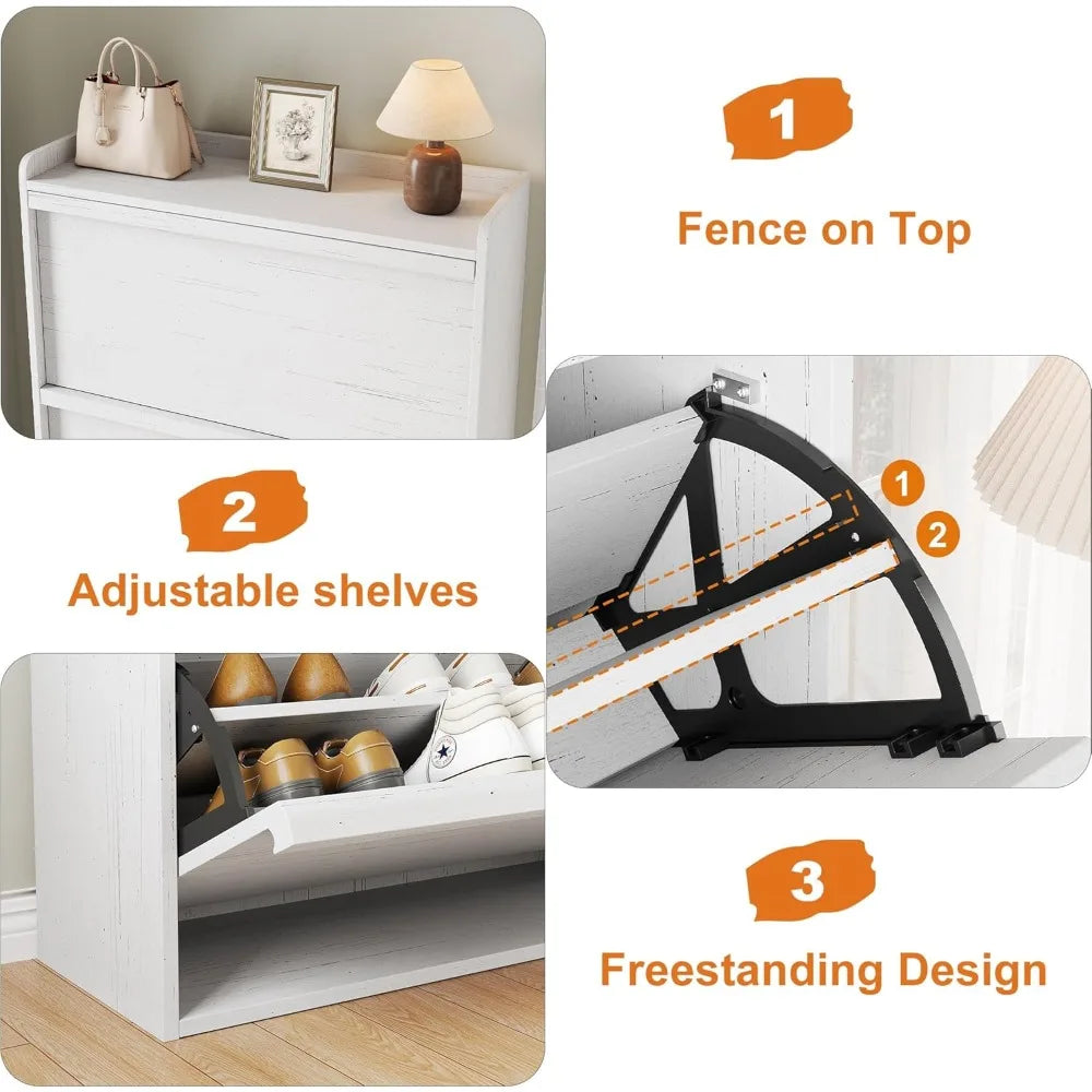 Shoe Cabinet with 3 Flip Drawers,