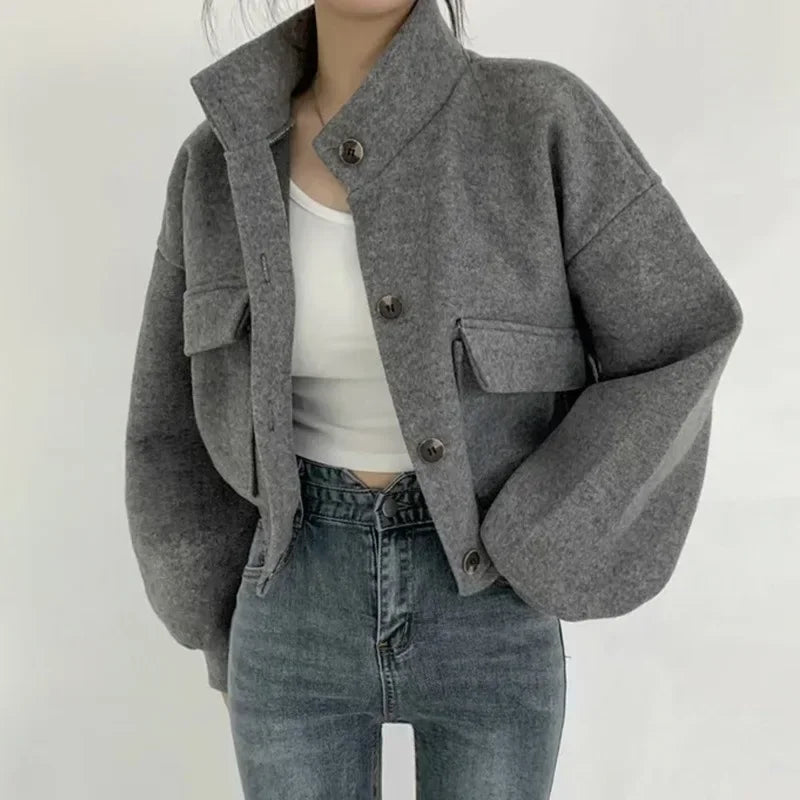Cool Korean Style Autumn Winter New Loose Casual Woolen Jacket