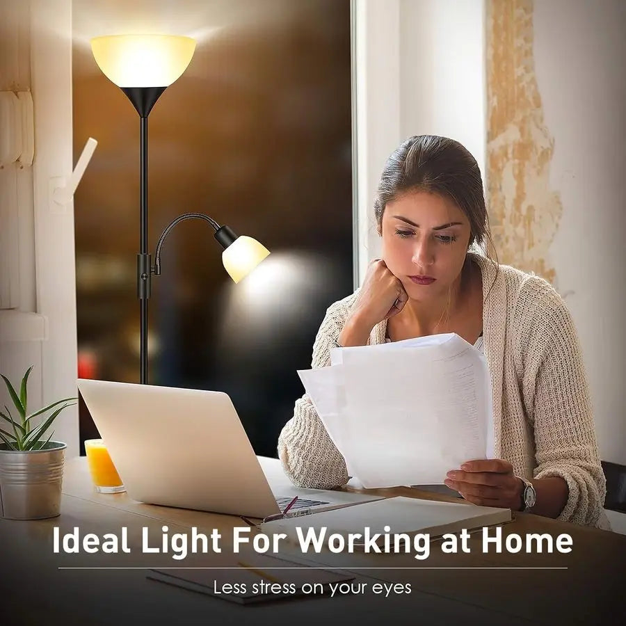 Elegant Torchiere Floor Lamp With Adjustable Reading Lamp