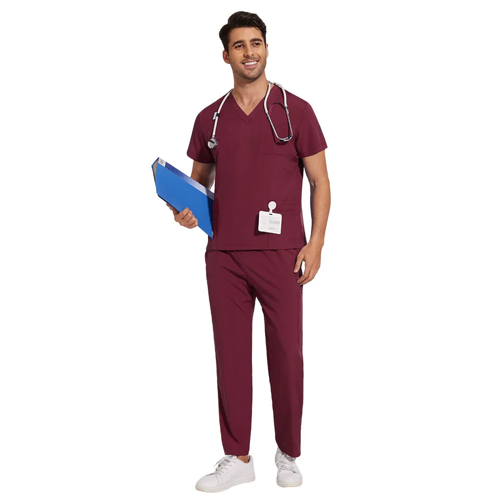 Clinical Green Gray Blue White Sanitary Dentist Medical Nursing Veterinary Surgical Scrubs Set