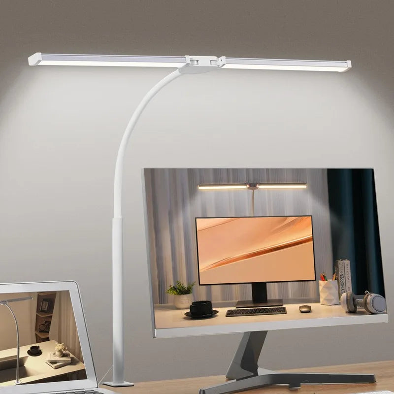 Double Head LED Desk Lamp Dimmable PC Monitor Light USB